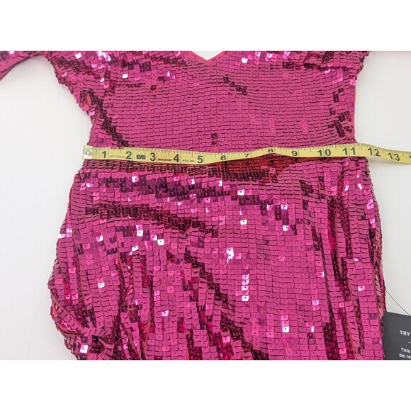 Lulus Glowing Sensation Magenta Sequin Mini Bodycon Open Back Dress Size Small - Picture 8 of 11